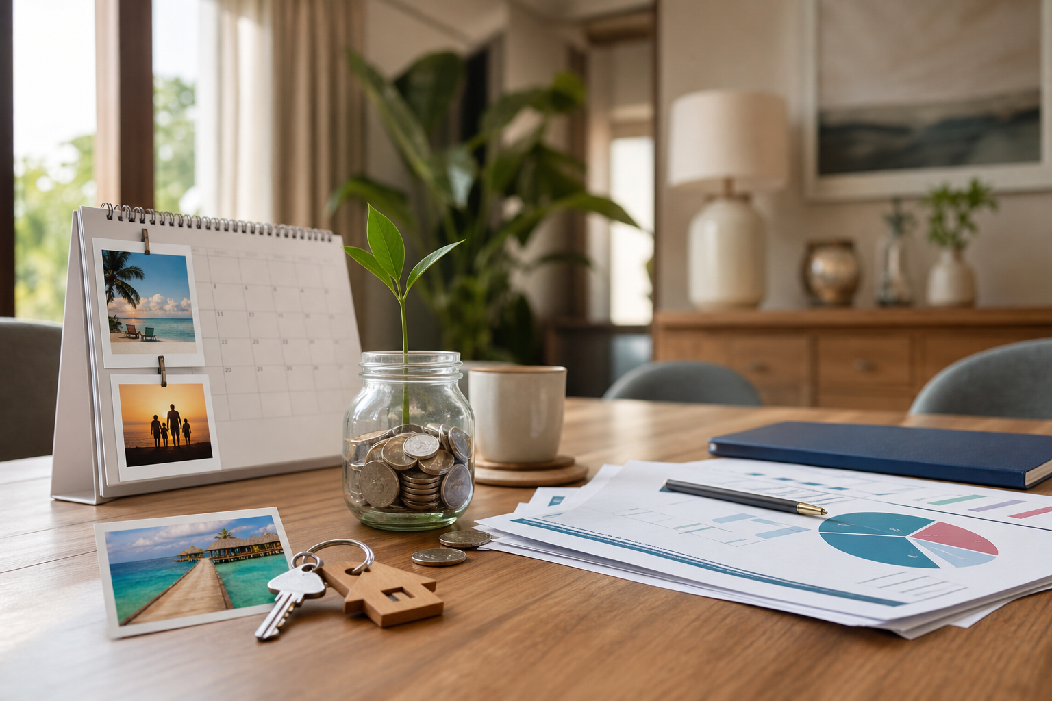 Calm financial planning workspace